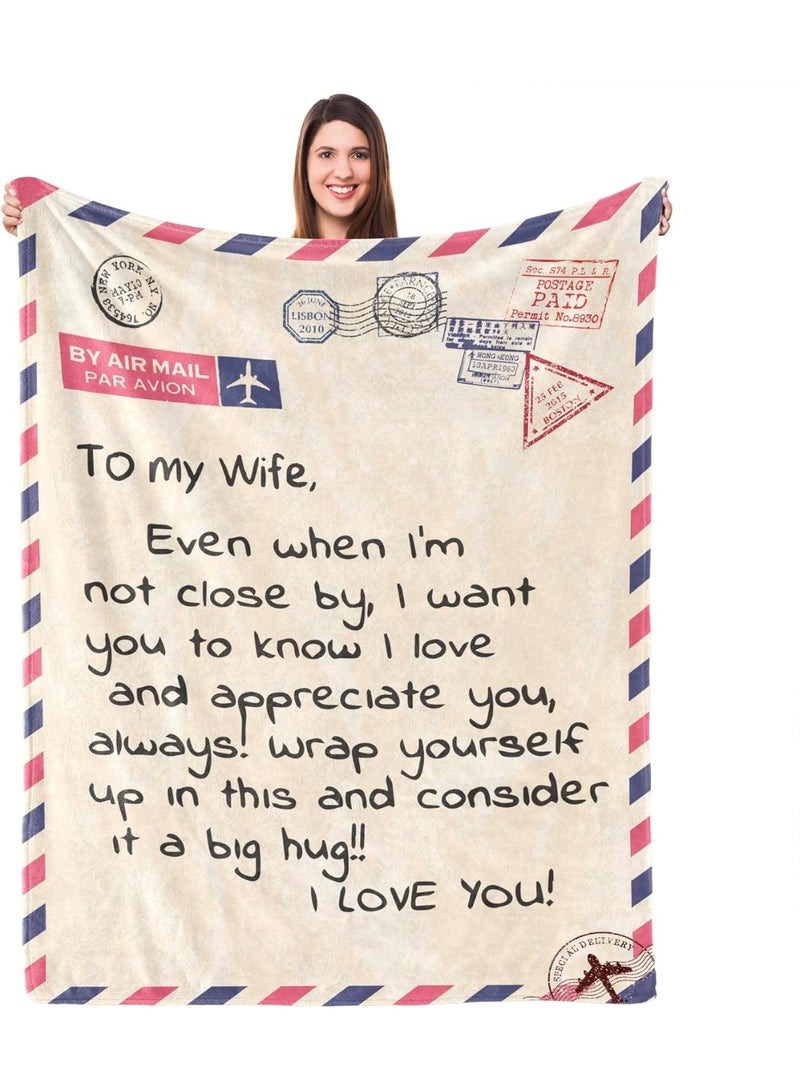 Birthday Gift for Wife from Husband - Throw Blanket for Bedding, Sofa and Travel (140X180cm) - Image 1